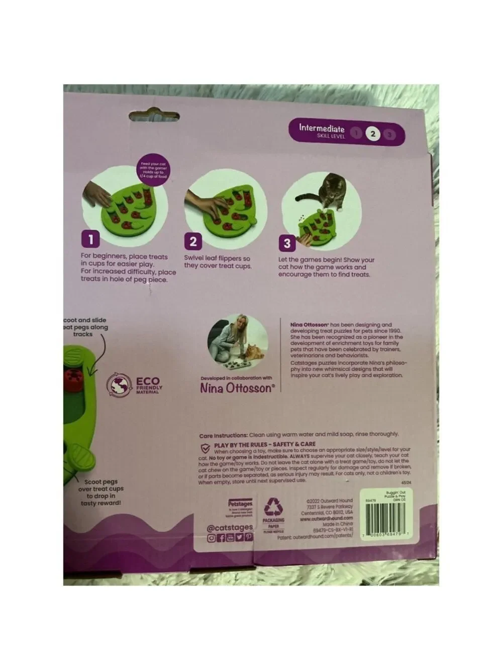 Nina Ottosson Catstages Buggin' Out Interactive Cat Food Puzzle Green/Red